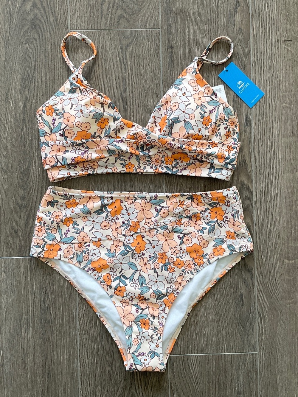 NWT - Cupshe Wrapped Bikini Top & High-Rise Bottoms Set